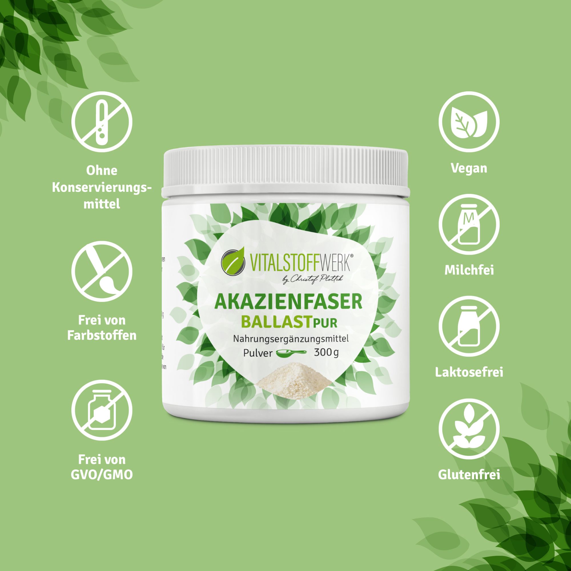 Akazienfaser_Pulver_300g_Vitalstoffwerk_Vorteile, Kräuterig, Kräuter, Pflanze, Astragalus, Blume