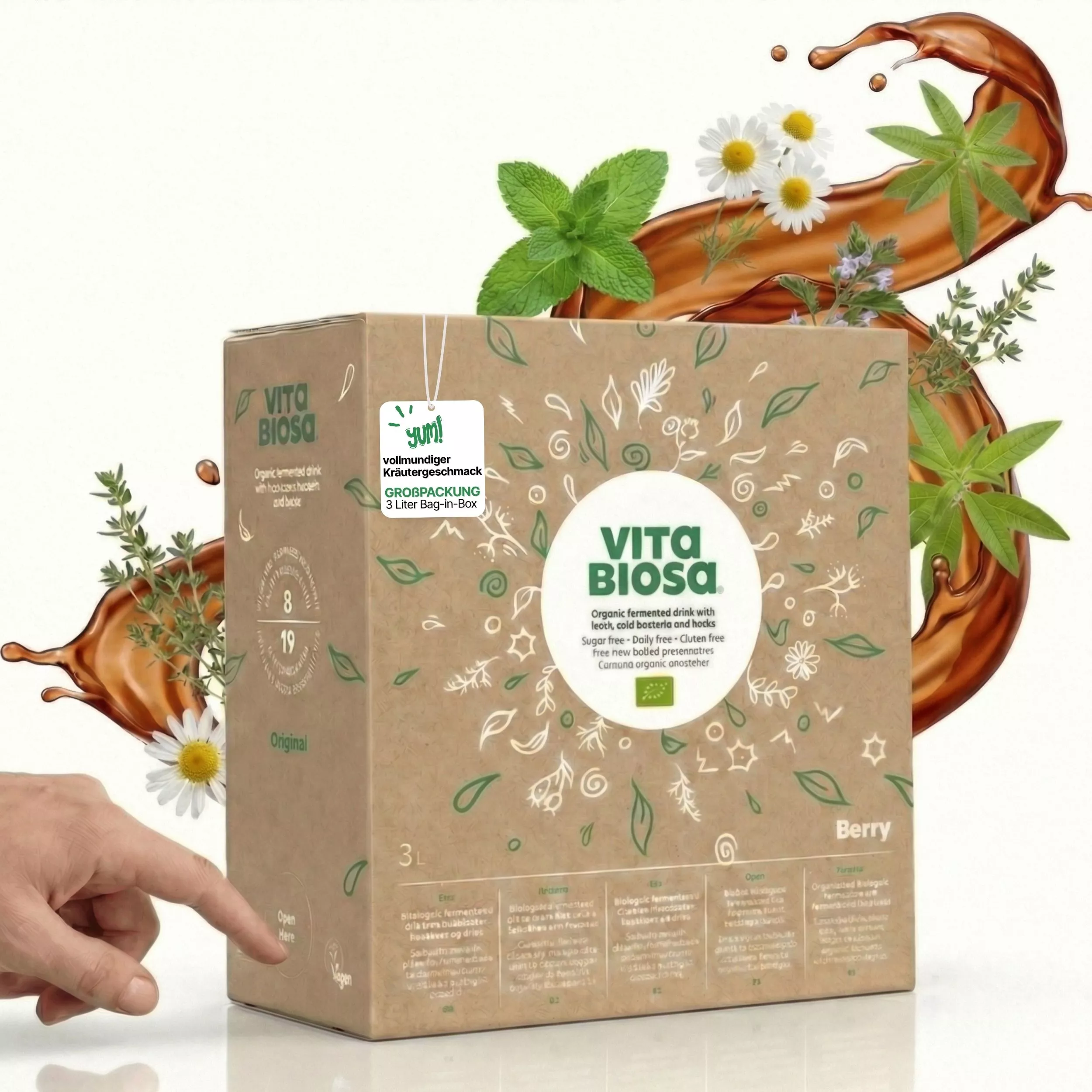 Vita Biosa Original 3L Bag-in-Box Milchsäurebakterien kaufen front Vita Biosa Original 3L Bag-in-Box Milchsäurebakterien kaufen front, verpacktergetränk, bio, kräuter, beerenaroma, 3L box