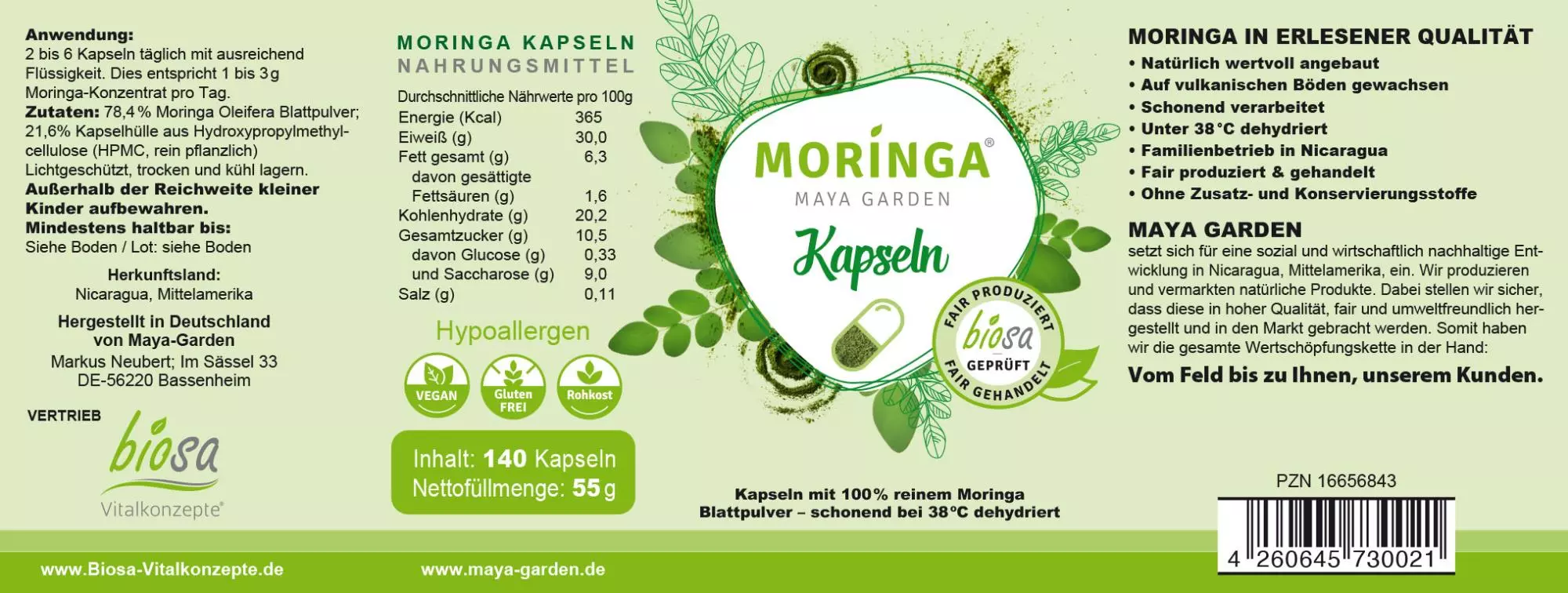 Moringa_Kapseln_kaufen_140St_Moringa_Maya_Garden_Etikett