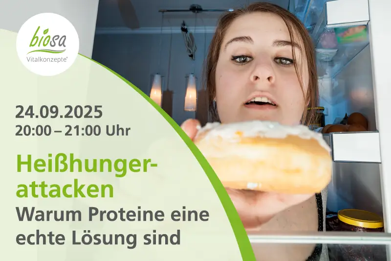 Teaserbild zum Online-Seminar "Heißhungerattacken" am 24.09.2025