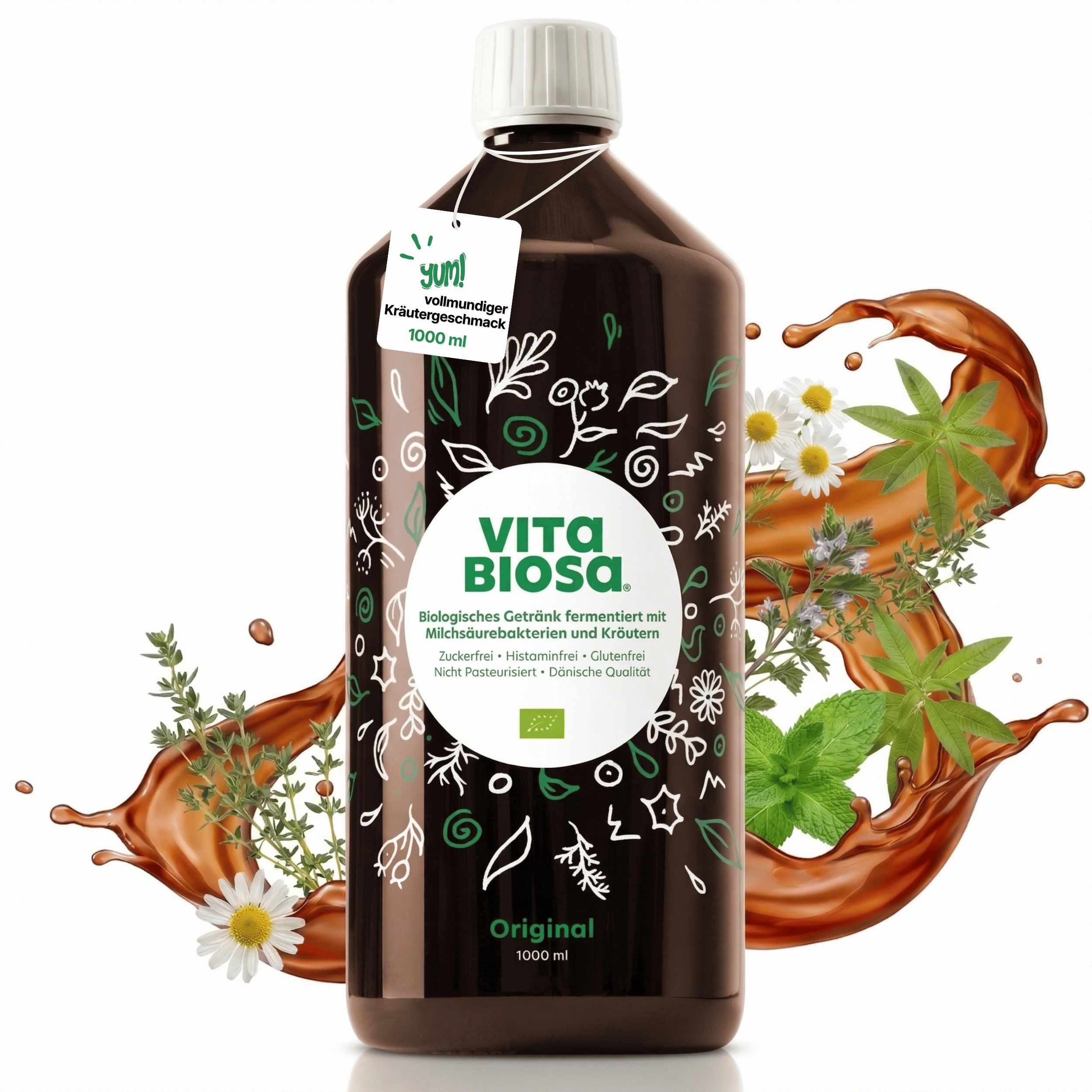 Kräuterfermentgetränk Vita Biosa Original 1 L Flasche Neues Design Kräuter Pflanzen, Kräutergetränk, Biogetränk, Milchsäurebakterien, Kräuterextrakt, Original 1000 ml