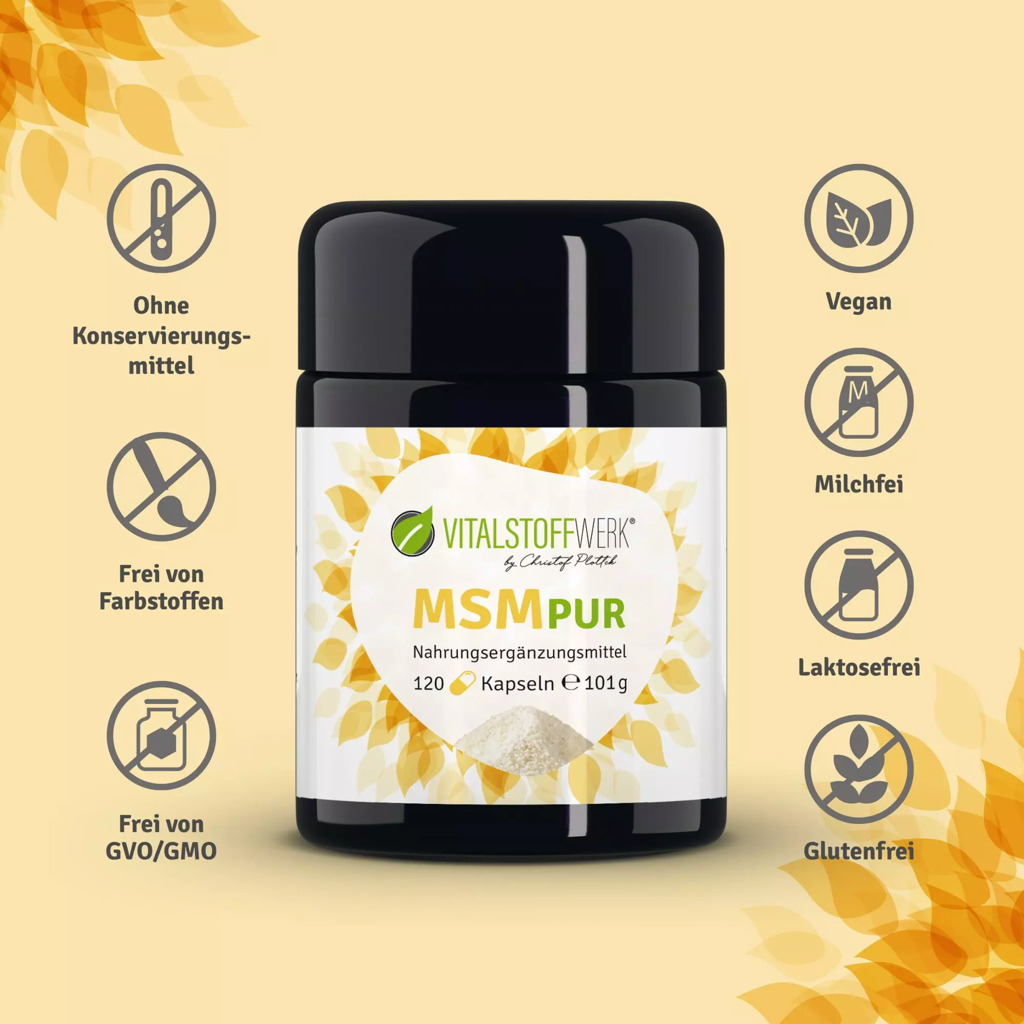 MSM-Kapseln_120_Stueck_Vitalstoffwerk_vorteile, Flasche, Kosmetik, Parfüm