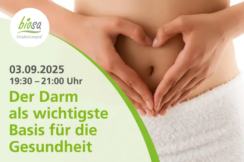 Teaserbild zum Online-Seminar zum Thema "Der Darm als wichtigste Basis für die Gesundheit" am 03.09.2025