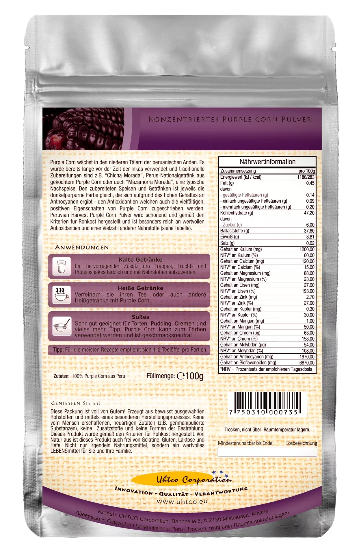 Purple Corn Pulver, 100g Purple Corn Pulver, 100g