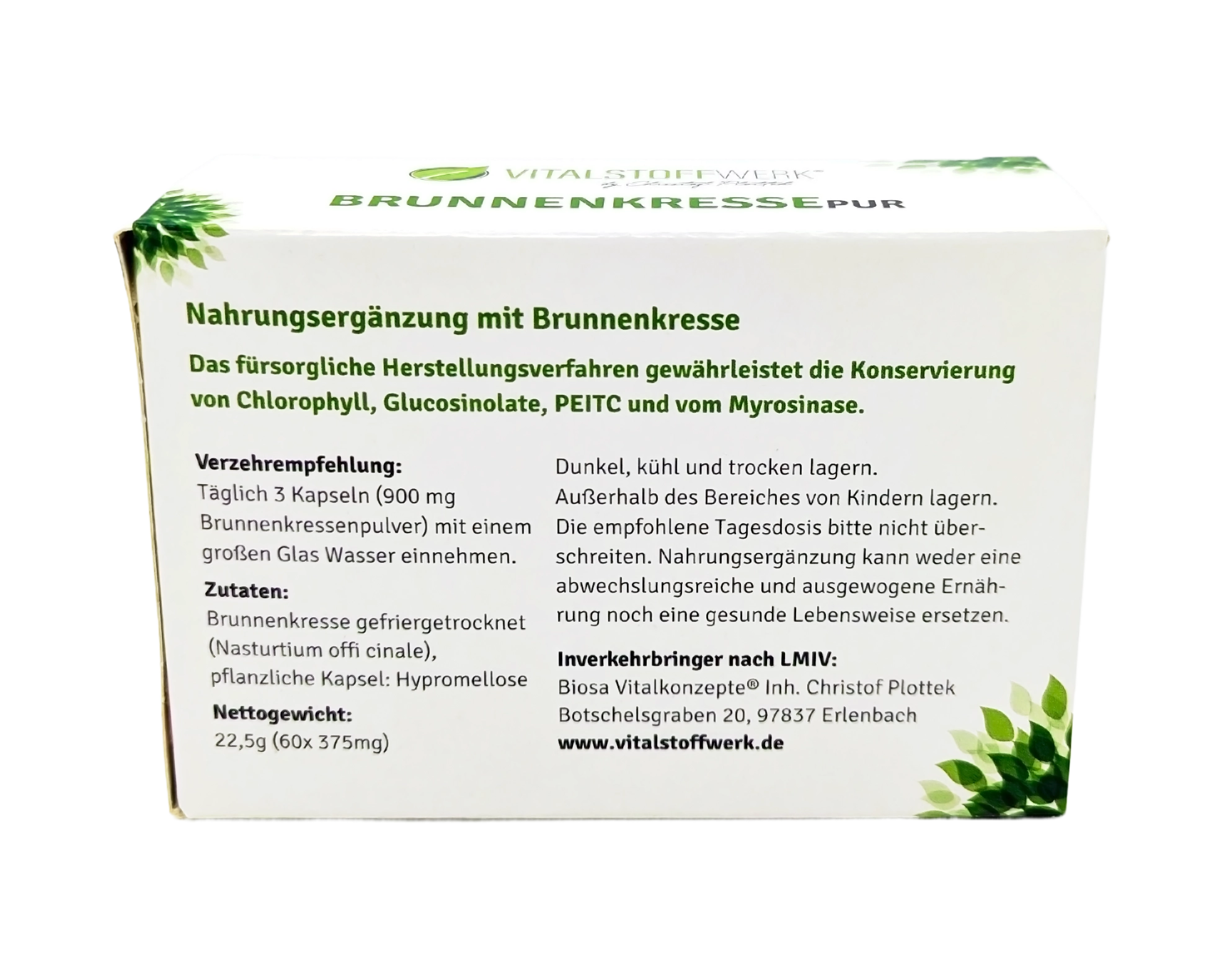 Nahrungsergänzung, Brunnenkresse, Kapseln, Nasskapsel, Glucosinolat