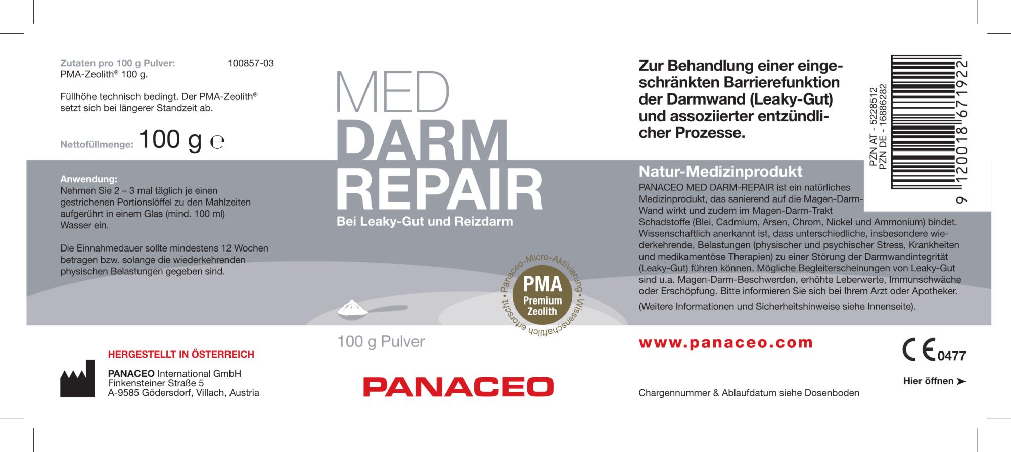 Zeolith_Pulver_Kaufen_Panaceo_MED_Darm_Repair_Pulver_100g_Etikett_Seite1 Zeolith_Pulver_Kaufen_Panaceo_MED_Darm_Repair_Pulver_100g_Etikett_Seite1