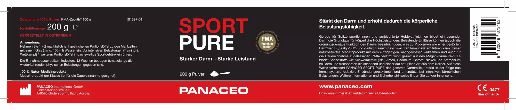 Panaceo_Etikett_Sport_Pure_200g_Zeolith_Pulver_kaufen_Seite1