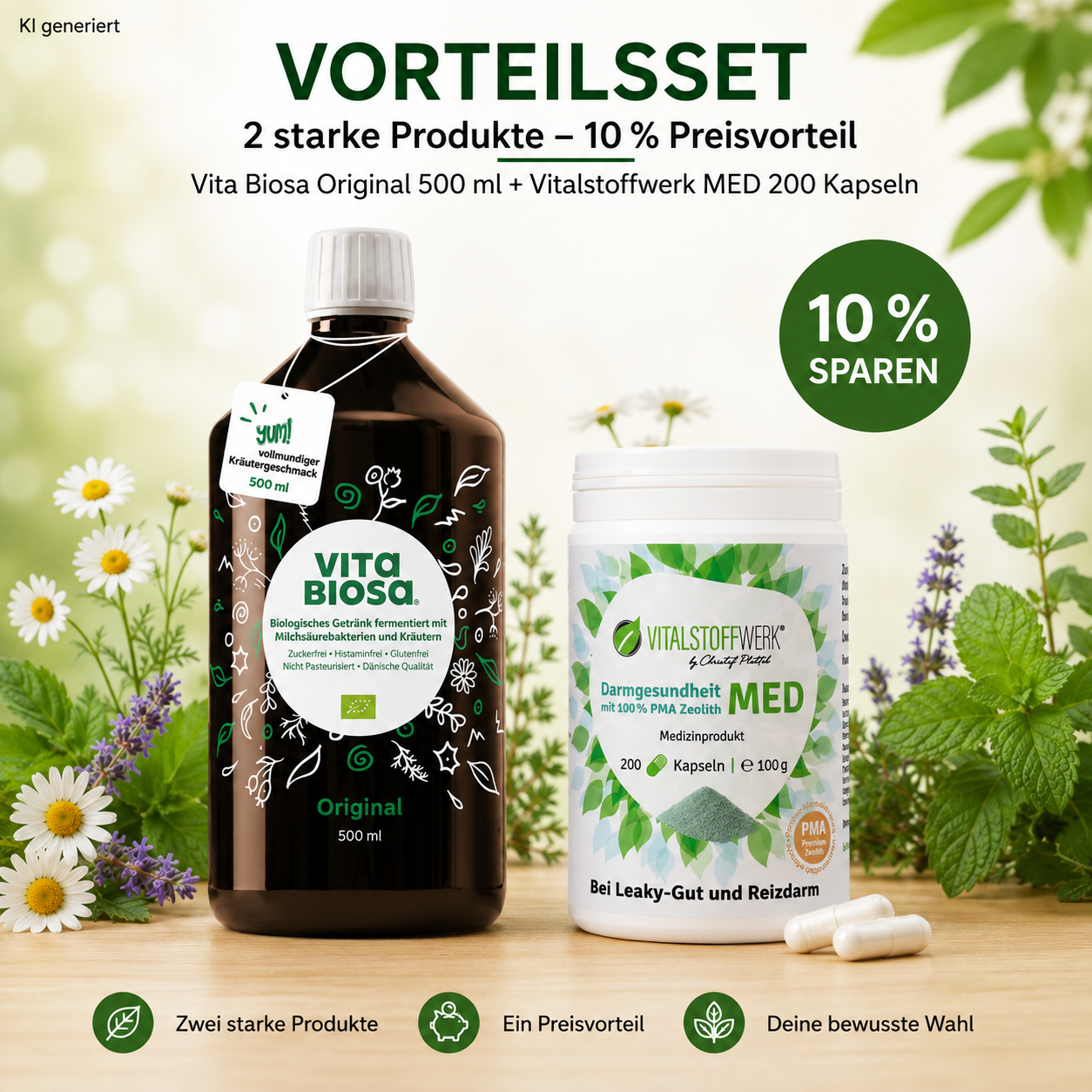 Vita Biosa Original 500 ml + Vitalstoffwerk MED 200 Kapseln – Vorteilsset Vita Biosa Original 500 ml + Vitalstoffwerk MED 200 Kapseln – Vorteilsset