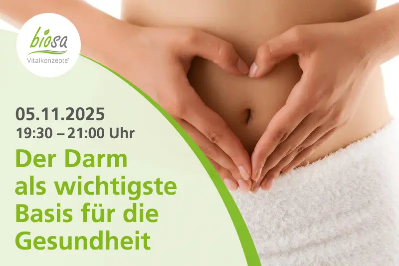 Teaserbild zum Online-Seminar zum Thema "Der Darm als wichtigste Basis für die Gesundheit" am 05.11.2025