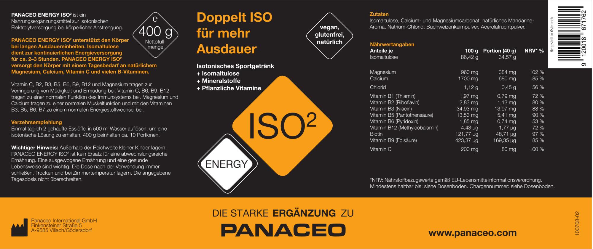 Panaceo_Energy_ISO2_Pulver_400g_kaufen_Etikett Panaceo_Energy_ISO2_Pulver_400g_kaufen_Etikett