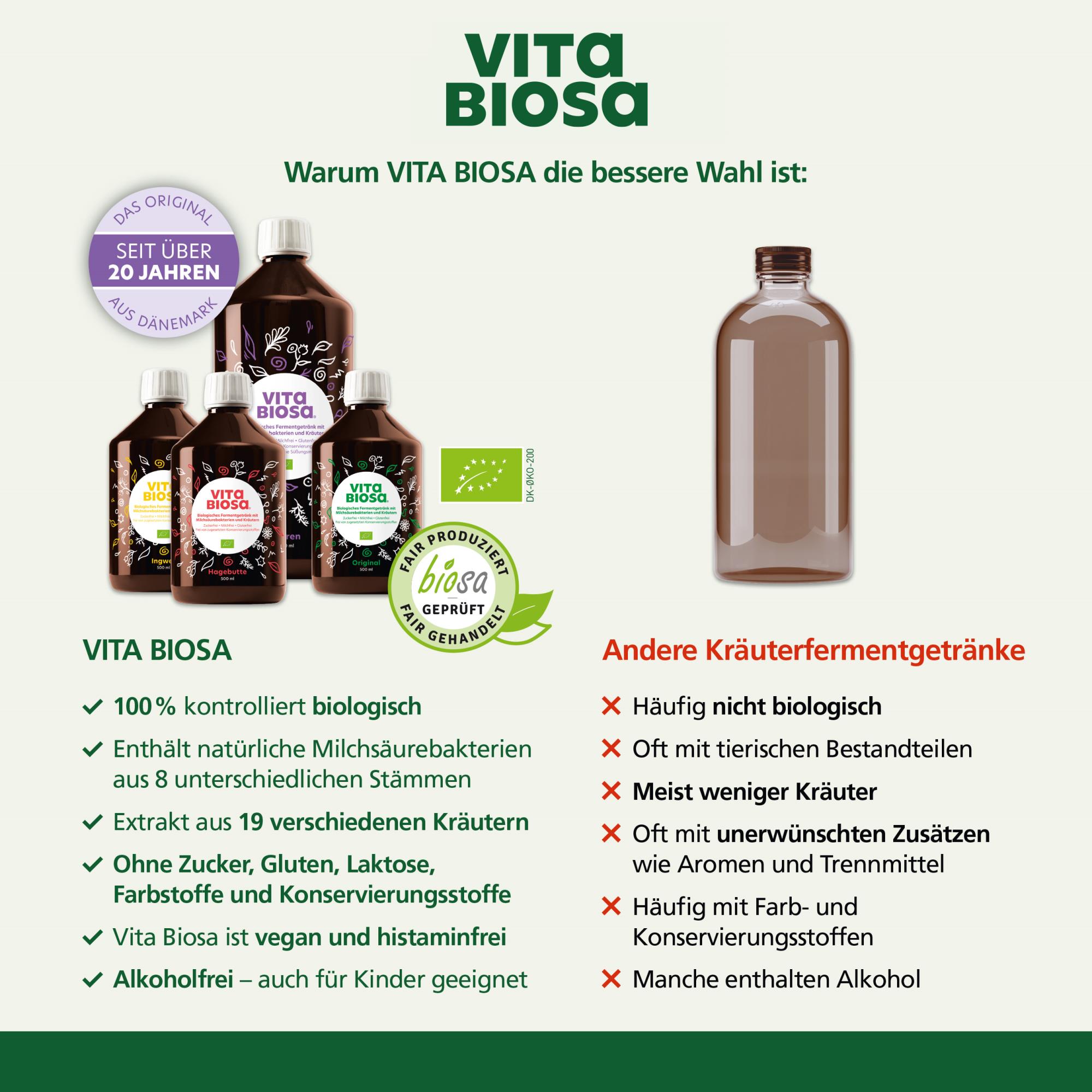 Vita Biosa Original Kräuter histaminfrei Milchsäurebakterien ohne Alkohol vegan