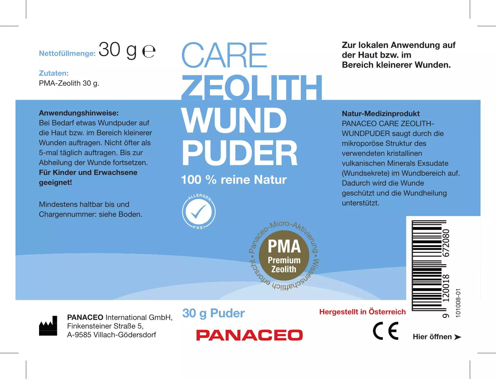 Panaceo_Care-Zeolith-Wundpuder_kaufen_Etikett_Seite1