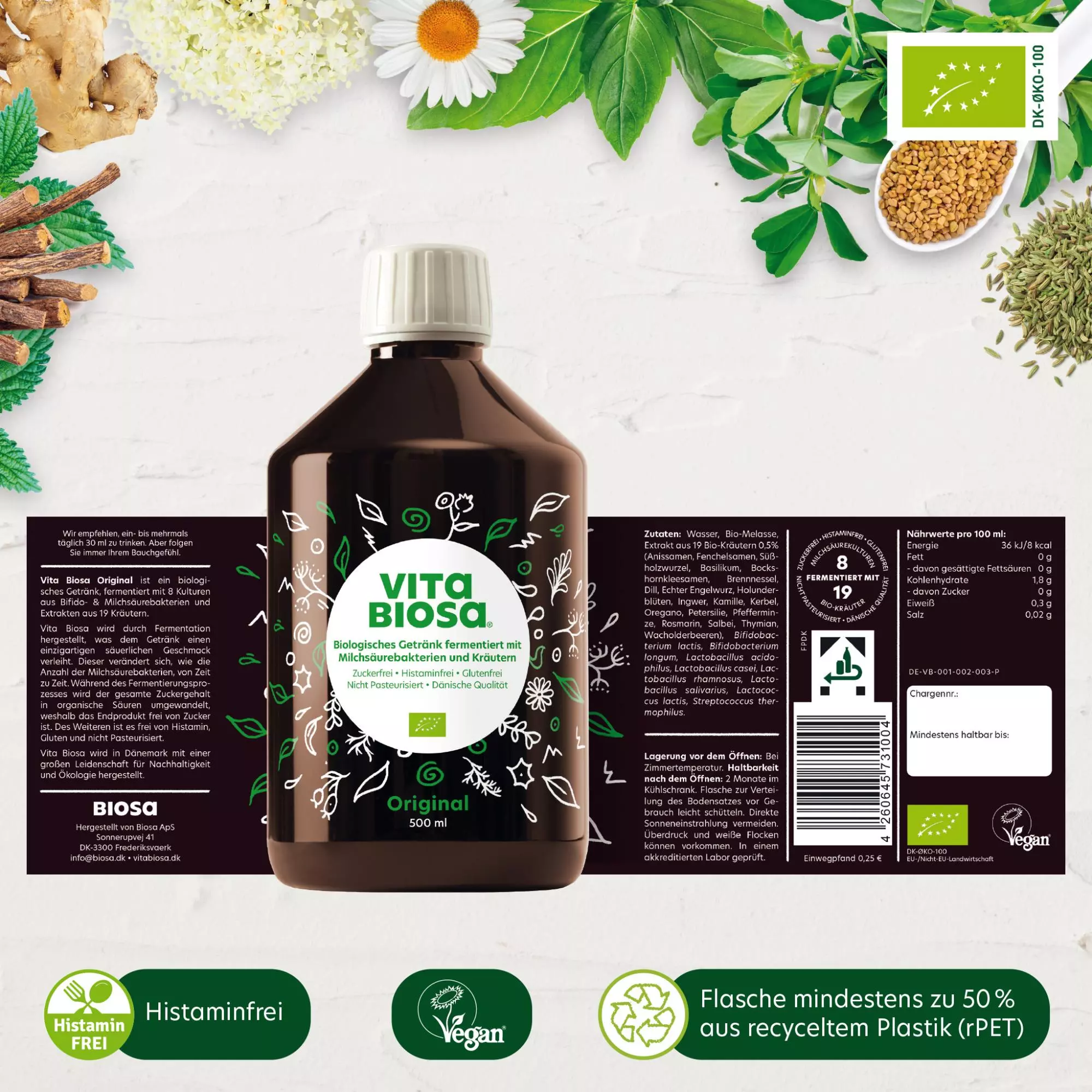 Vita Biosa Original Kräuter Zuckerfrei GLutenfrei Laktosefrei Vegan Histaminfrei Alkoholfrei