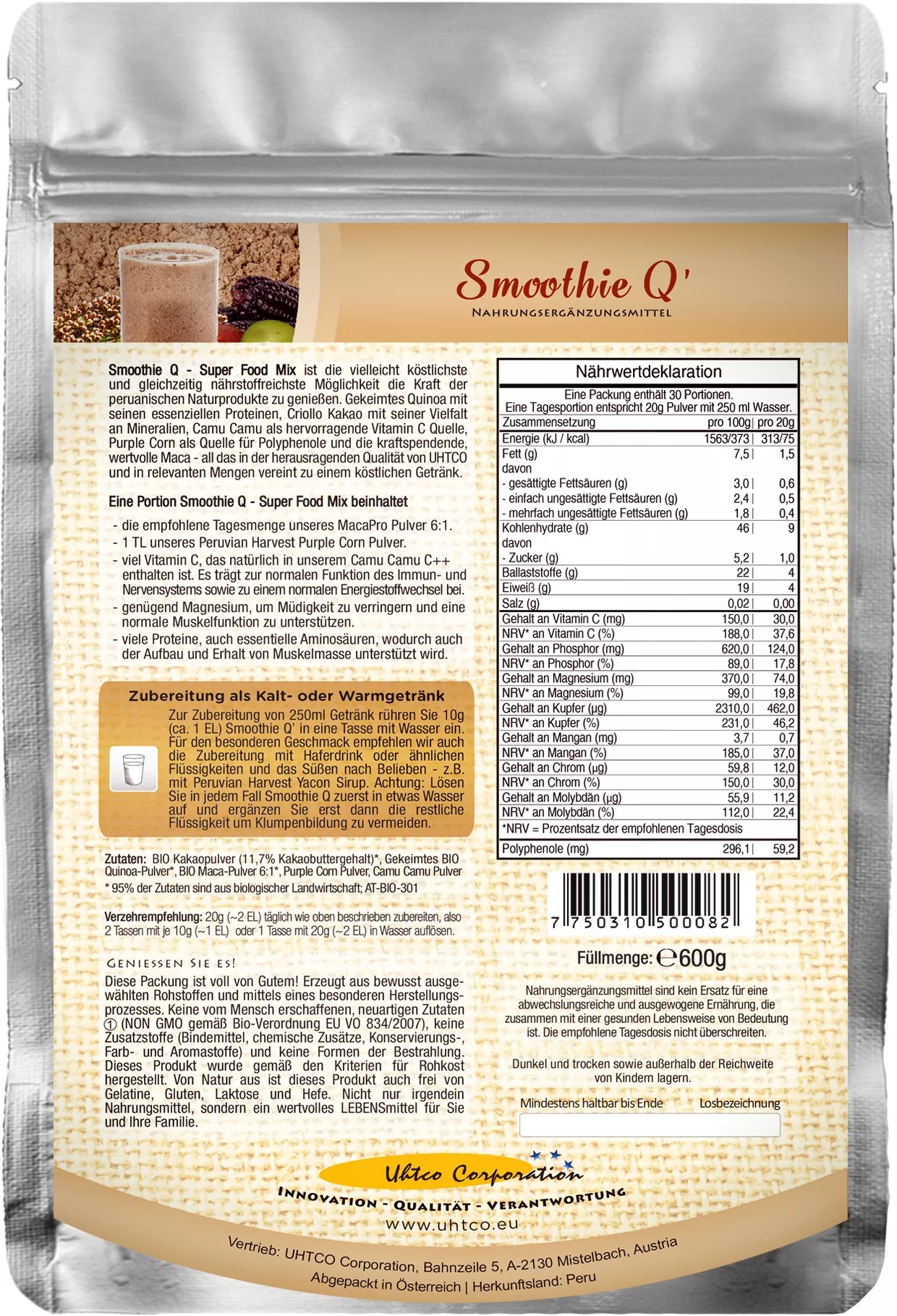 Smoothie Q - Superfood Mix, 600 g Smoothie Q - Superfood Mix, 600 g