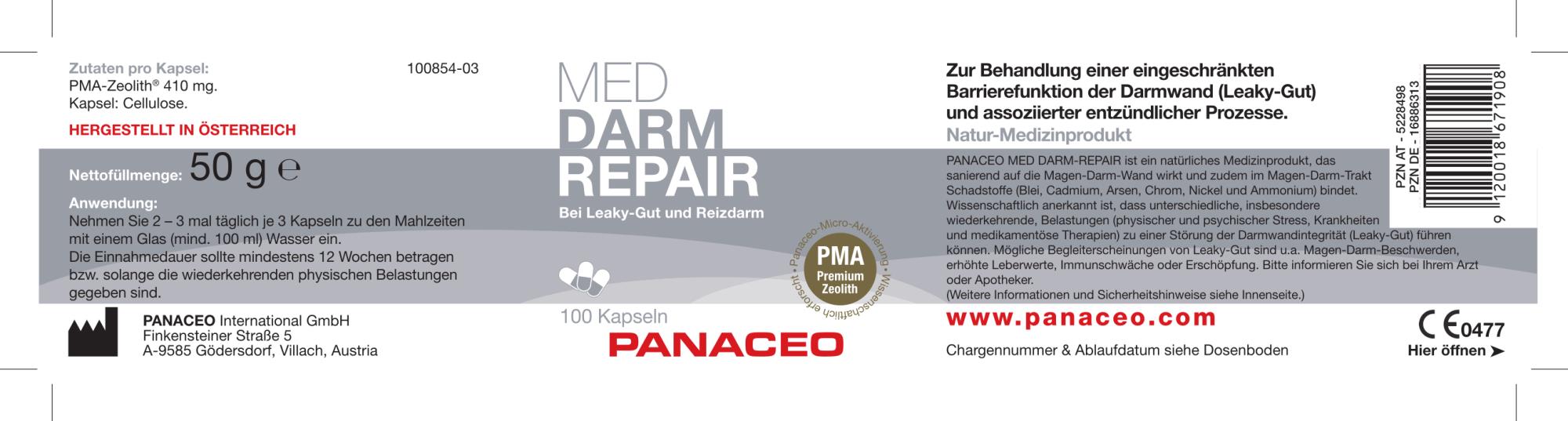 Zeolith_Pulver_Kaufen_PZN5228512_Panaceo_MED_Darm_Repair_Kapseln_100_Etikett_Seite1 Zeolith_Pulver_Kaufen_PZN5228512_Panaceo_MED_Darm_Repair_Kapseln_100_Etikett_Seite1