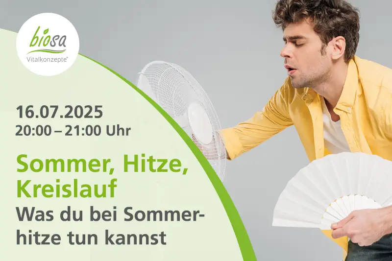 Teaserbild zum Online-Seminar "Sommer, Hitze, Kreislauf" am 16.07.2025